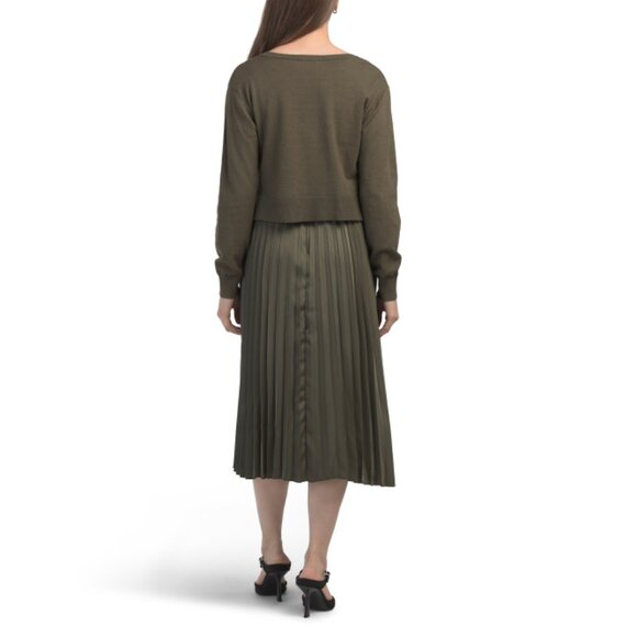 SAM EDELMAN Loden Pleated Dress With Sweater - Picture 2 of 2